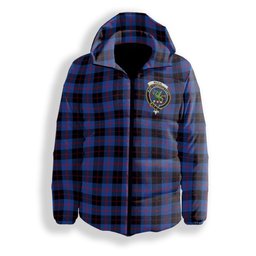 ScotsTee Shop Scottish Maule Modem Crest Tartan Down Jacket Winter White Duck Down Plaid
