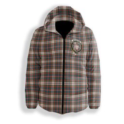 ScotsTee Shop Scottish McFarland Dress Ancient Crest Tartan Down Jacket Winter White Duck Down Plaid