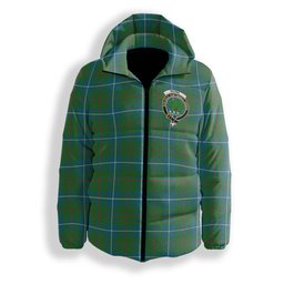 ScotsTee Shop Scottish Irvine of Bonshaw Tower Ancient Crest Tartan Down Jacket Winter White Duck Down Plaid