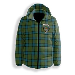 ScotsTee Shop Scottish Moore Ancient Crest Tartan Down Jacket Winter White Duck Down Plaid