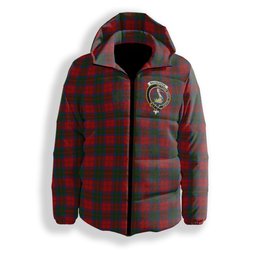 ScotsTee Shop Scottish MacQuarrie 2 Crest Tartan Down Jacket Winter White Duck Down Plaid