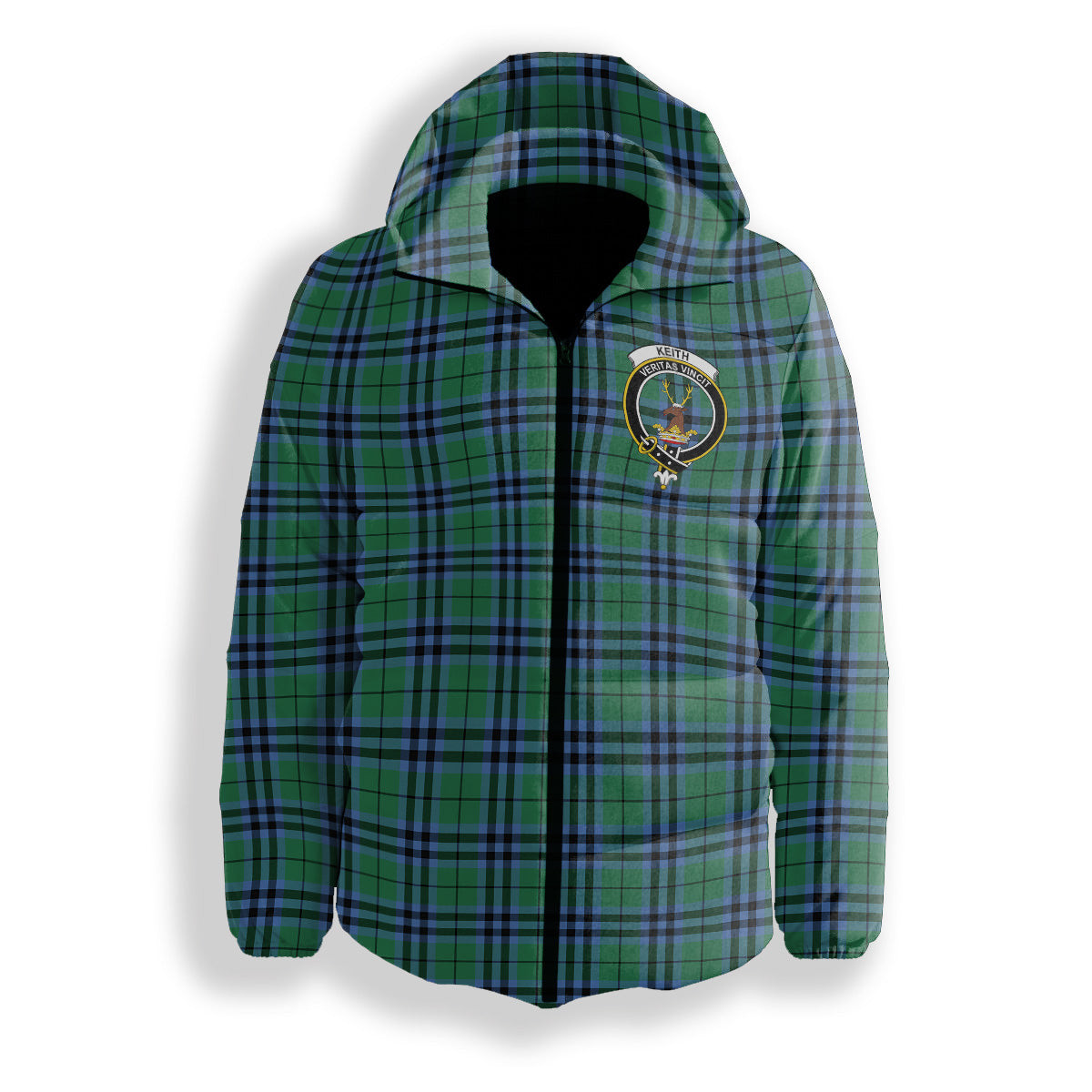 ScotsTee Shop Scottish Keith Ancient Crest Tartan Down Jacket Winter White Duck Down Plaid