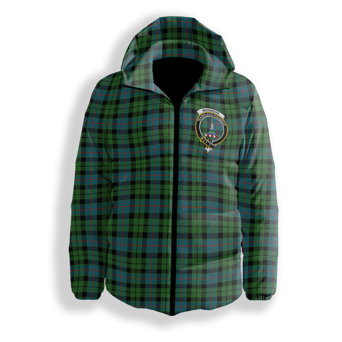 ScotsTee Shop Scottish Morrison Hunting Ancient Crest Tartan Down Jacket Winter White Duck Down Plaid