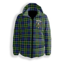ScotsTee Shop Scottish McKellar Ancient Crest Tartan Down Jacket Winter White Duck Down Plaid