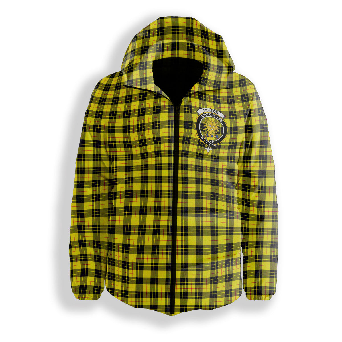 ScotsTee Shop Scottish McLeod of Lewis Modern Crest Tartan Down Jacket Winter White Duck Down Plaid