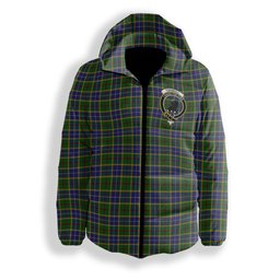 ScotsTee Shop Scottish Turnbull of Thornton Crest Tartan Down Jacket Winter White Duck Down Plaid