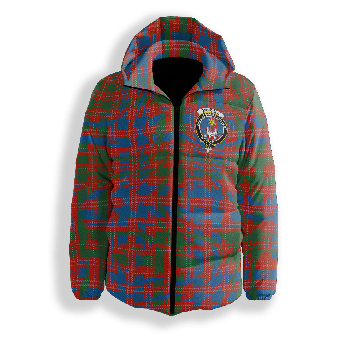 ScotsTee Shop Scottish MacColl Old Ancient Crest Tartan Down Jacket Winter White Duck Down Plaid