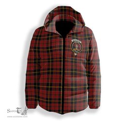 ScotsTee Shop Scottish MacAlister of Skye Crest Tartan Down Jacket Winter White Duck Down Plaid