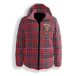 ScotsTee Shop Scottish Udny Crest Tartan Down Jacket Winter White Duck Down Plaid