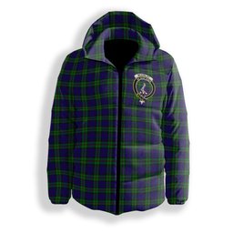 ScotsTee Shop Scottish McKinlay Modern Crest Tartan Down Jacket Winter White Duck Down Plaid