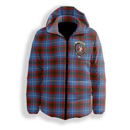 ScotsTee Shop Scottish Pennycook Crest Tartan Down Jacket Winter White Duck Down Plaid