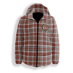 ScotsTee Shop Scottish McAlister Dress Modern Crest Tartan Down Jacket Winter White Duck Down Plaid