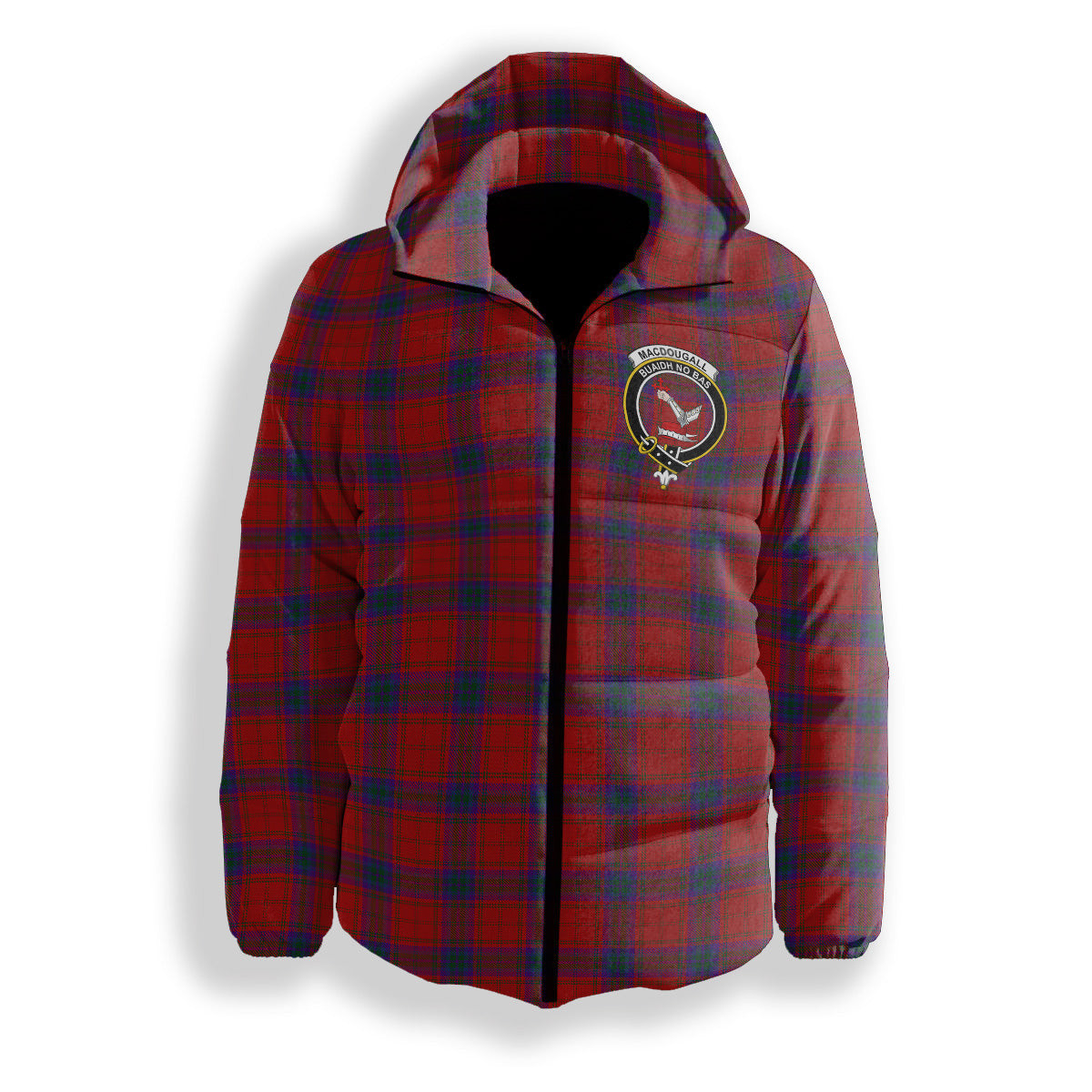 ScotsTee Shop Scottish MacDougall 1842 Crest Tartan Down Jacket Winter White Duck Down Plaid