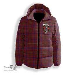 ScotsTee Shop Scottish McLeod Red Crest Tartan Down Jacket Winter White Duck Down Plaid