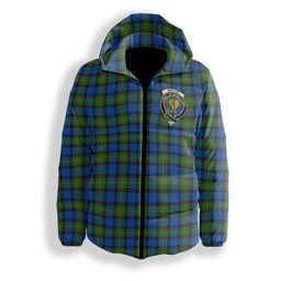 ScotsTee Shop Scottish Sinclair-Brown Ancient Crest Tartan Down Jacket Winter White Duck Down Plaid