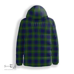 ScotsTee Shop Scottish Johnston Modern Crest Tartan Down Jacket Winter White Duck Down Plaid