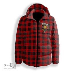 ScotsTee Shop Scottish MacLeod of Raasay SC Crest Tartan Down Jacket Winter White Duck Down Plaid