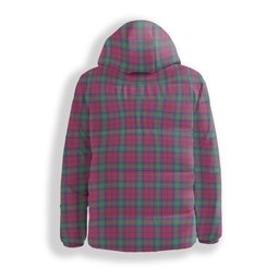 ScotsTee Shop Scottish Lindsay Ancient Crest Tartan Down Jacket Winter White Duck Down Plaid