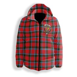 ScotsTee Shop Scottish Sinclair Modern Crest Tartan Down Jacket Winter White Duck Down Plaid