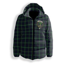 ScotsTee Shop Scottish MacEwen Modern Crest Tartan Down Jacket Winter White Duck Down Plaid