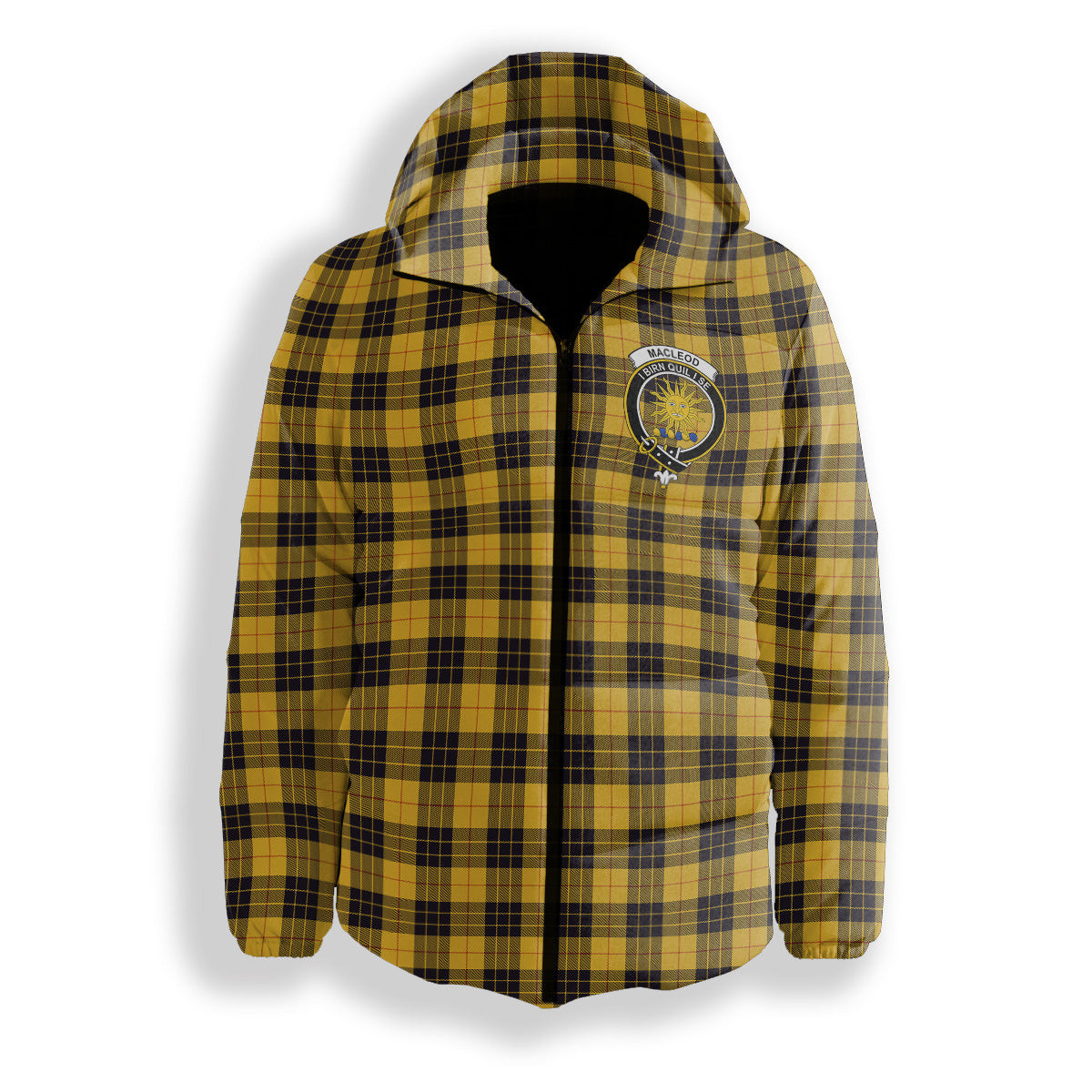 ScotsTee Shop Scottish MacLeod of Lewis Ancient SC Crest Tartan Down Jacket Winter White Duck Down Plaid