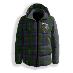 ScotsTee Shop Scottish Skene Crest Tartan Down Jacket Winter White Duck Down Plaid