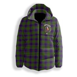 ScotsTee Shop Scottish Whitefoord Crest Tartan Down Jacket Winter White Duck Down Plaid