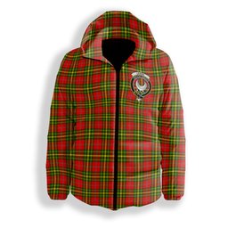 ScotsTee Shop Scottish Leask SC Crest Tartan Down Jacket Winter White Duck Down Plaid