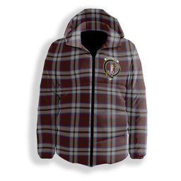 ScotsTee Shop Scottish McCulloch Dress Crest Tartan Down Jacket Winter White Duck Down Plaid