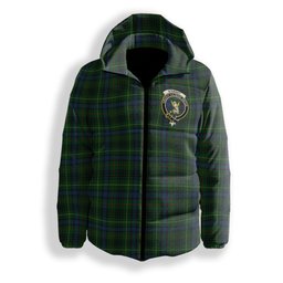 ScotsTee Shop Scottish Stewart Hunting Modern Crest Tartan Down Jacket Winter White Duck Down Plaid