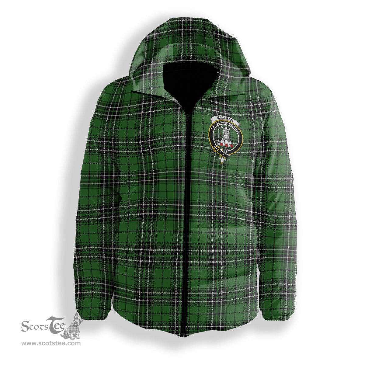 ScotsTee Shop Scottish MacLean of Duart Hunting Ancient Crest Tartan Down Jacket Winter White Duck Down Plaid