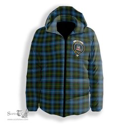ScotsTee Shop Scottish McNeil of Barra Crest Tartan Down Jacket Winter White Duck Down Plaid
