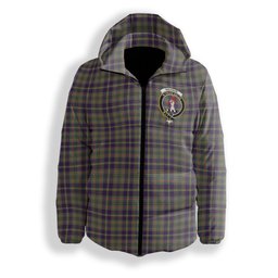 ScotsTee Shop Scottish Tailyour Weathered Crest Tartan Down Jacket Winter White Duck Down Plaid