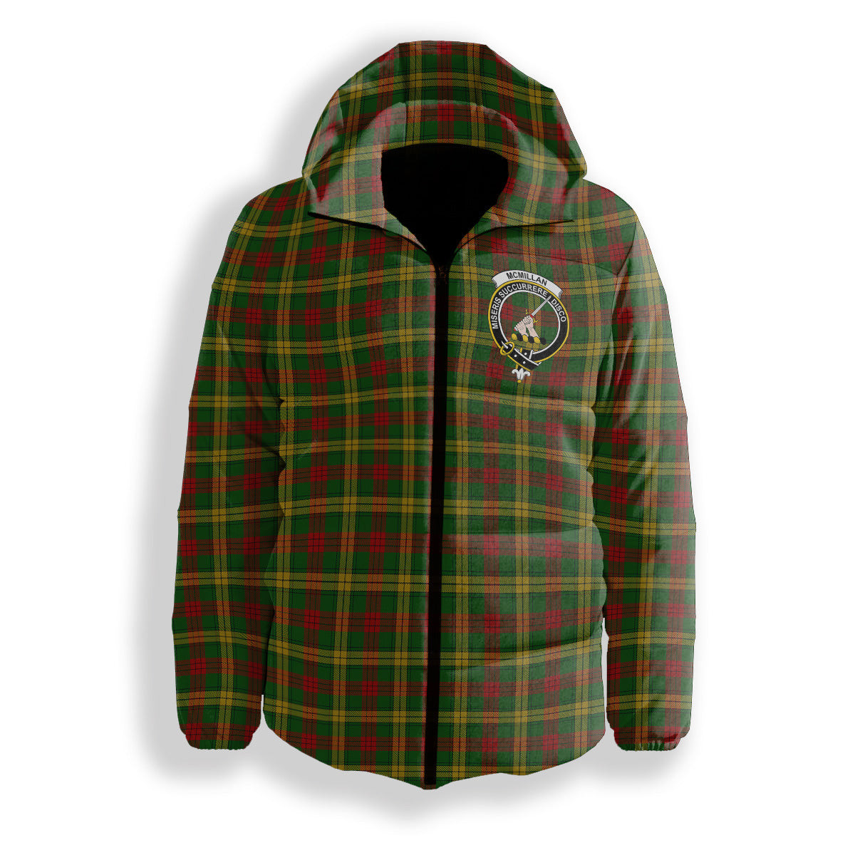 ScotsTee Shop Scottish McMillan Society of Glasgow Crest Tartan Down Jacket Winter White Duck Down Plaid