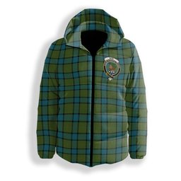 ScotsTee Shop Scottish Muir Ancient Crest Tartan Down Jacket Winter White Duck Down Plaid