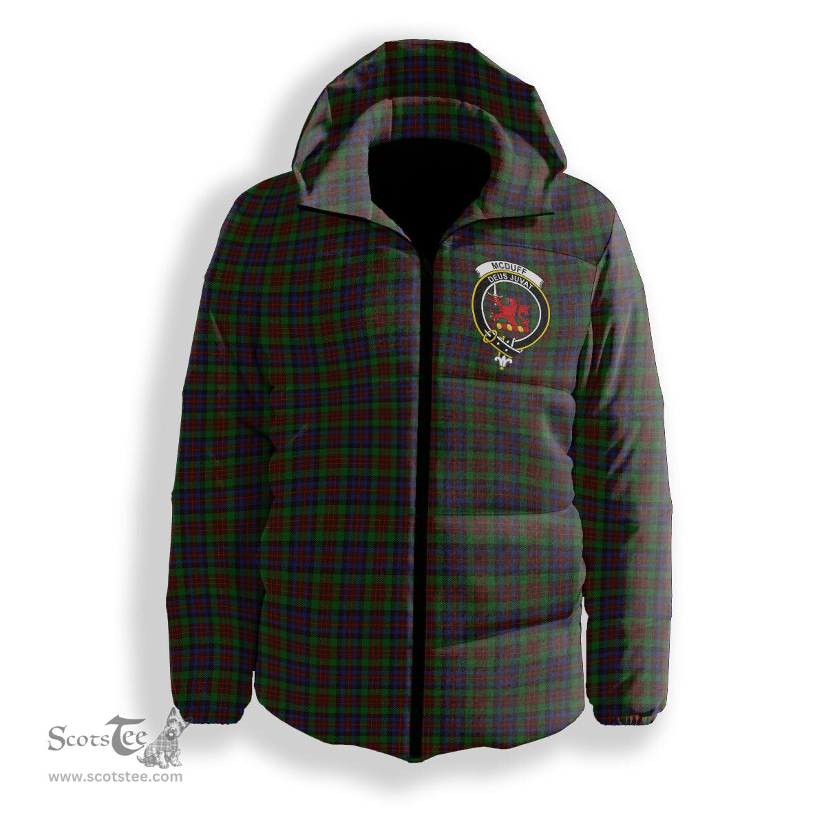 ScotsTee Shop Scottish McDuff Hunting Crest Tartan Down Jacket Winter White Duck Down Plaid