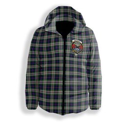 ScotsTee Shop Scottish MacLeod Of Californian Crest Tartan Down Jacket Winter White Duck Down Plaid