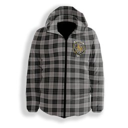 ScotsTee Shop Scottish McPherson Dress Crest Tartan Down Jacket Winter White Duck Down Plaid