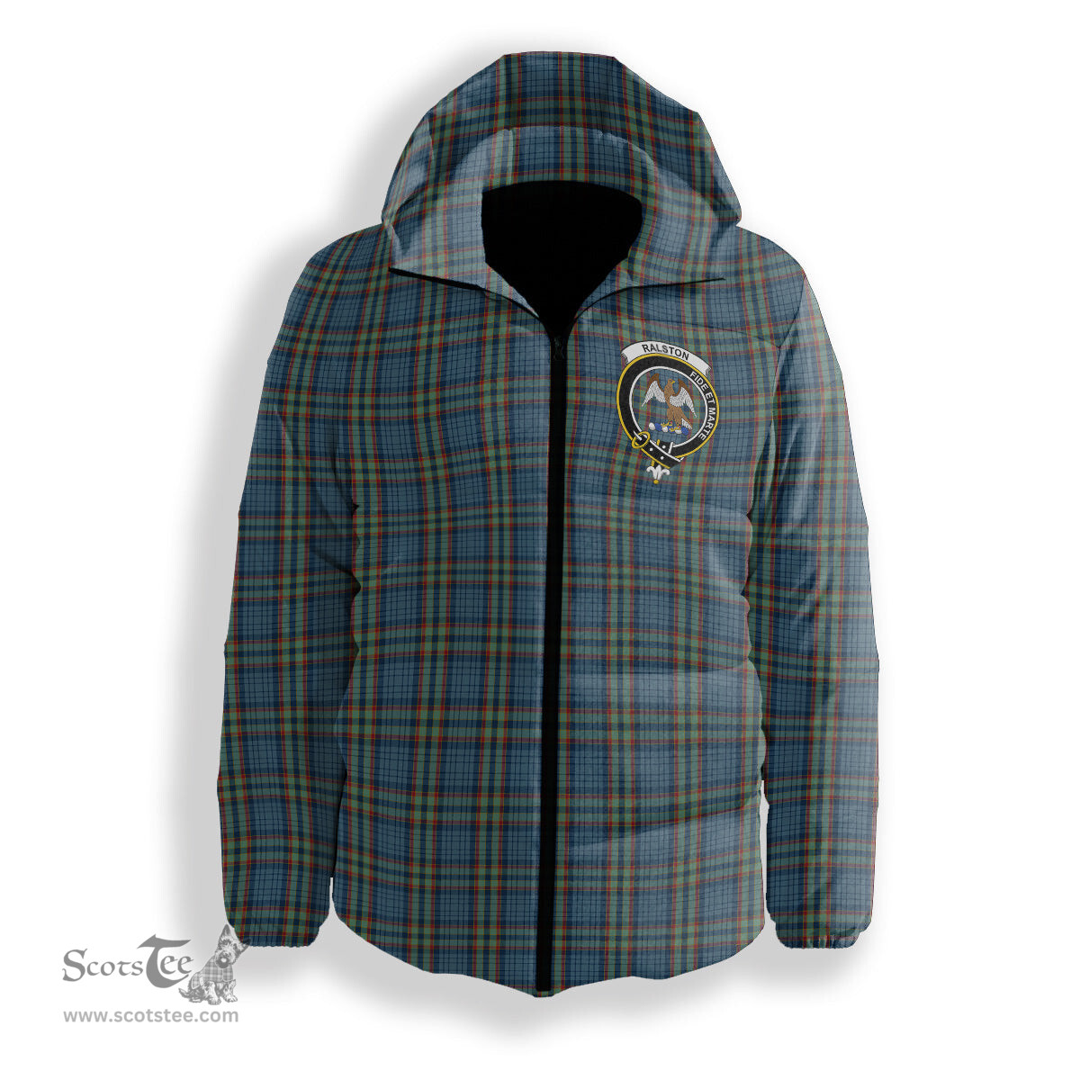 ScotsTee Shop Scottish Ralston UK Crest Tartan Down Jacket Winter White Duck Down Plaid