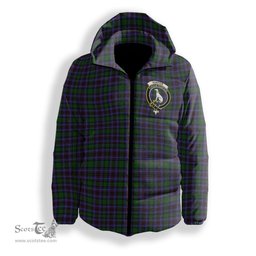 ScotsTee Shop Scottish Hunter of Peebleshire Crest Tartan Down Jacket Winter White Duck Down Plaid