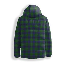 ScotsTee Shop Scottish Oliphant Crest Tartan Down Jacket Winter White Duck Down Plaid