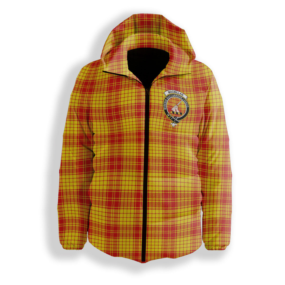 ScotsTee Shop Scottish MacMillan Dress Modern Crest Tartan Down Jacket Winter White Duck Down Plaid