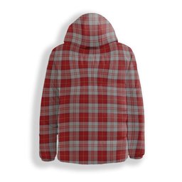 ScotsTee Shop Scottish Menzies 3 Crest Tartan Down Jacket Winter White Duck Down Plaid