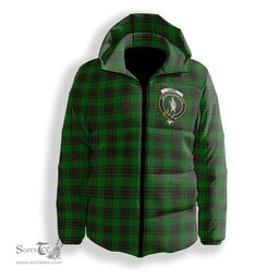 ScotsTee Shop Scottish Logie Crest Tartan Down Jacket Winter White Duck Down Plaid