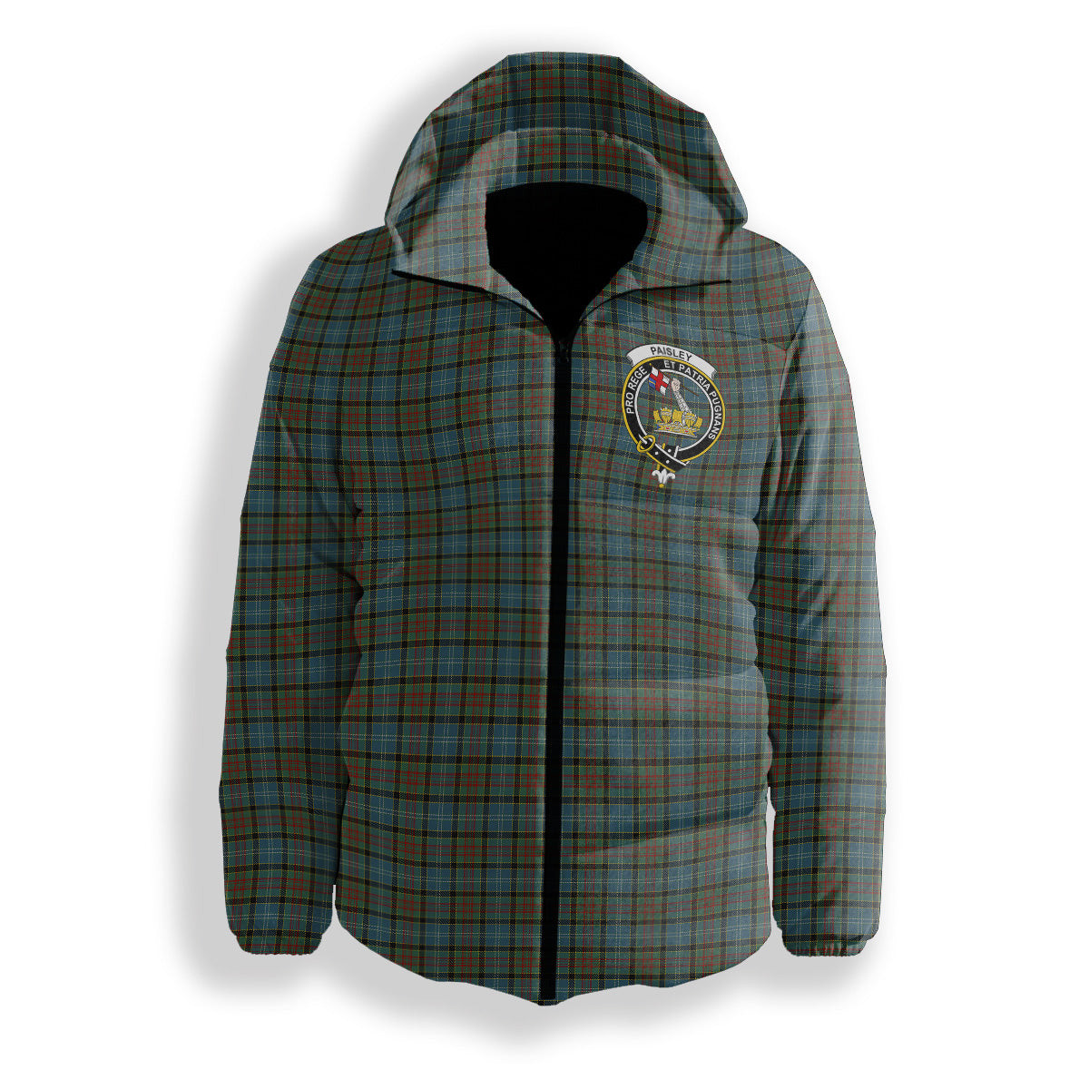ScotsTee Shop Scottish Paisley Crest Tartan Down Jacket Winter White Duck Down Plaid