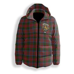 ScotsTee Shop Scottish MacPherson Ancient Crest Tartan Down Jacket Winter White Duck Down Plaid