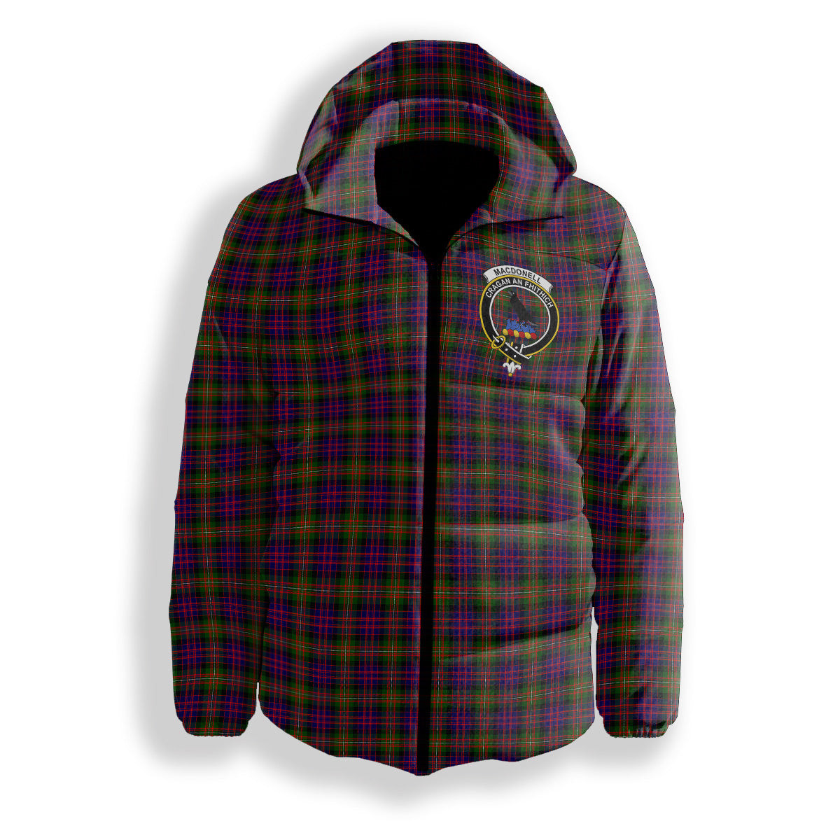 ScotsTee Shop Scottish MacDonell Of Glengarry Modern Crest Tartan Down Jacket Winter White Duck Down Plaid