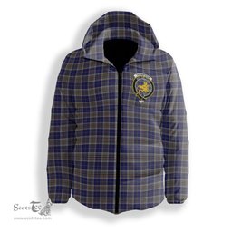 ScotsTee Shop Scottish Thompson Variant Crest Tartan Down Jacket Winter White Duck Down Plaid