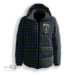 ScotsTee Shop Scottish Russell Modern Crest Tartan Down Jacket Winter White Duck Down Plaid
