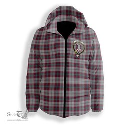 ScotsTee Shop Scottish MacLean of Duart Dress 4 Crest Tartan Down Jacket Winter White Duck Down Plaid